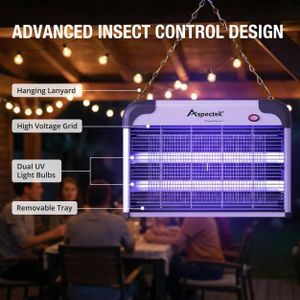 ASPECTEK 20W Electric Bug Zapper – UV Fly Killer, Waterproof, 1000sq.ft