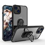 WATACHE Compatible with iPhone 13 Case,Crystal Clear Armor Defender Design Hybrid Protective Phone Case Cover with [Ring Holder Kickstand][Magnetic Car Mount Feature] for iPhone 13,Black