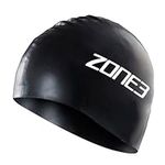 ZONE3 Men's and Women's Silicone Swim Cap - 48g (Black) For Open Water and Pool Swimming