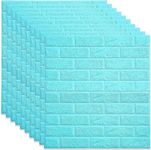 Revwd Self-Adhesive Waterproof PE Foam 3D Wall Panels Wallpaper Sticker for Bathroom, Living Room, and Home Decoration (70 x 77cm, Appx. 5.8Sq Feet) (1, Blue)