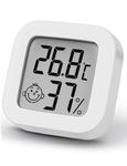 Digital Hygrometer Indoor Thermometer Room Thermometer and Humidity Gauge with Temperature Humidity Monitor for Greenhouse, Garden, Cellar (2, white, 4.3cm*4.3cm)