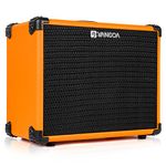 Vangoa Electric Guitar Practice Amp, Combo Electric Guitar Amplifier 15W with 3 Band Equalization, 6.5″Speaker, Headphone Output, for Electric Guitar and Bass, Lightweight and Portable, Orange, by