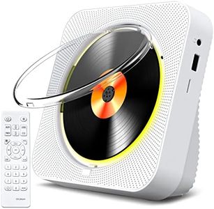 KOVCDVI Reproductor de CD Bluetooth 5.1 Reproductor CD con luz de reproducción de Altavoz 5w Control Remoto Cubierta de Polvo Muestra Auriculares de Tiempo de Radio FM USB/Tarjeta SD/AUX reproducción