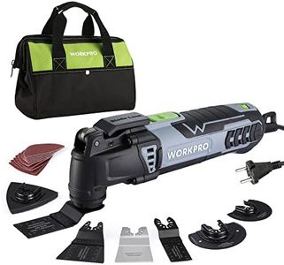 WORKPRO - Herramienta multifunción oscilante, 300 W, 7 velocidades ajustables, 17 accesorios, ángulo de oscilación de 3°, mecanismo de cambio rápido de hoja para aserrar, raspar, moldear, pulir