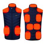 KQIVAM Heated Vest Unisex Washable USB Rechargeable Heating Jacket with 3 Adjustable Temperature Heated Gilet Featuring 11 Heating Zones Coat for Motorcycle Fishing Skiing Plus Size