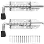 BANCHELLE Spring Loaded Latch Pin Stainless Steel with Pin Receiver and Screws, 5 Inches Door Latch for Trailer Shed Gate Van Container 2 PCS