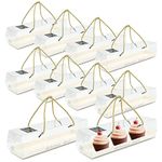 10 Pcs Transparent Cake Box Rectangle Cupcake Box,Small Macaron Packaging Boxes with 10pcs Cake Box Stickers,for Christmas Holiday Bakery Shop Party Treat Cupcakes Packaging (Gold M)