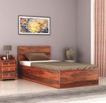 ADOUER WOOD Engineered Wood Single Size Bed with Box Storage Wooden Cot Palang Wooden Bed for Bedroom Home Living Room (Honey Finish)