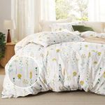 Bedsure Duvet Cover King Size - Reversible Beige Duvet Cover Set with Zipper Closure, Yellow Flower Patterned Bedding Comforter Cover, 3 Pieces, 1 Duvet Cover 104"x90" and 2 Pillow Shams 20"x36"