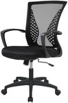 FDW Home Office Chair Mid Back Pc Swivel Lumbar Support Adjustable Desk Task Computer Ergonomic Comfortable Mesh Chair with Armrest (Black)