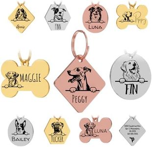 PawFurEver Personalized Engraved Stainless Steel Dog Tags - Custom Pet ID Tags for Dogs and Cats (Diamond, Rose Gold)