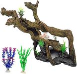 PINVNBY Resin Driftwood Aquarium Decoration Tree Branch Fish Tank Trunk Ornament Betta Log Reptile Climb with Holes for Shrimp Lizard Fish Gecko(3 PCS)