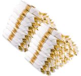 30 Pack Gold Plastic Silverware with Pre Rolled Napkins - Gold Flatware, Disposable Plastic Cutlery Set with 30 Forks, 30 Knives, 30 Spoons, 30 Napkins, Disposable Utensils Set for Party and Wedding