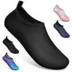 WateLves Beach Swim Aqua Socks Barefoot Water Shoes Swimming Yoga Sea Snorkeling Diving Pool Women Mens Xbl Black 7.5/8.5 UK