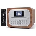 LEMEGA MSY2 DAB Radio with CD Player,Bluetooth Hi-Fi Compact Music System,FM Digital Radio,Headphone-out,USB charger,USB MP3 player,Dual Alarms Clock,Remote control - Walnut