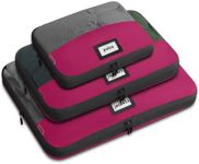 ZOOM LITE Set of 3 Durable Compression Packing Cubes Travel Organizer for Suitcases Made from Recycled Plastic Bottles, Featuring Double Zippers for Hassle-Free Packing Travel Essentials