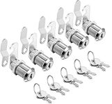 Sissinda Cam Locks Cabinet Locks Keyed Alike,1-1/8Inch Cylinder Fits on 0.9Inch Max Panel Thickness,Secure Drawer RV Camper Storage,Zinc Alloy(1-1/8Inch 5Pcs)