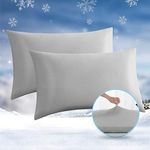 Avolare 2 Pack Cooling Pillow Cases, Arc-Chill Q-max>0.5 Stretch Cooling Pillowcases for Hair Skin and Hot Sleepers, Soft Silky Summer Pillow Cover with Zipper for Standard & Queen Size Pillows - Gray