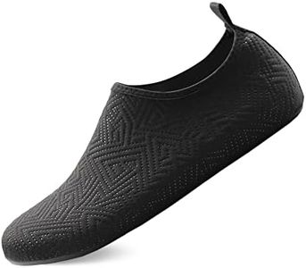 Valennia Water Shoes Barefoot Quick-Dry Sports Aqua Yoga Socks Slip-On Beach Swim Surf Exercise for Women Men, Line Black, 13-14 Women/10.5-11 Men