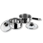 Vinod Stainless Steel Induction and Gas Stove Friendly Master Chef Cookware Set- 2 Pieces, Saucepan (16 cm/1.5 Litre), Casserole (18 cm /2.1 Litre) with Glass Lids