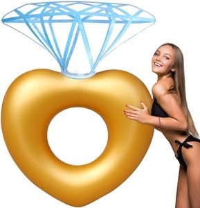 Diamond Shape Ring Pool Floats for Adult Inflatable Swimming Ring Floating Bed Fun Party Beach Swim Pool Toy (Gold)