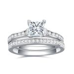 Ayafee 1.4 Carat (ctw) Princess Cut Wedding Ring Sets for Women S925 Sterling Silver Moissanite Bridal Sets for Wedding Anniversary, 7, Metal, Moissanite, white gold