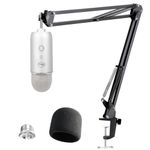 YOUSHARES Blue Yeti Boom Arm with Pop Filter for Blue Yeti Microphone, Yeti X, Yeti Pro USB Gaming Microphone, Adjustable Blue Yeti Mic Arm Stand with Windscreen Mic Cover