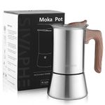 Sivaphe Induction Moka Pot Stainless Steel Stovetop Espresso Strong Coffee Maker 4 Cup /200ml