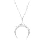 Ravishing Impressions Half Moon Shape 925 Sterling Silver Pendant with Chain (Multicolor)