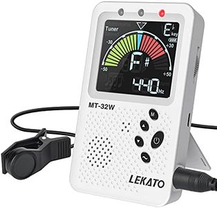 Metronome Tuner, Rechargeable 3 In 1 Digital Metronome with Vocal Count, Tone Generator Tuners for Guitar, Bass, Violin, Ukulele, Chromatic, Clarinet, Trumpet, Flute, All Instruments, White by LEKATO