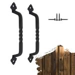 AddGrace 2 Pack Metal Barn Door Handles Black Vintage Gate Handle with Screws Rustic Door Pull Handle for Garden Gate Shed Door Garage Door Wooden Fences Closet Drawer