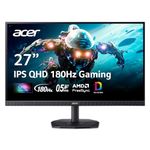 Acer Nitro 27 Inch WQHD 2560 x 1440 IPS Gaming Monitor | AMD FreeSync | Up to 180Hz Refresh | Up to 0.5ms | DCI-P3 95% | HDR 10 Support | One Display Port 1.2 & Two HDMI 2.0 | KG271U N3bmiipx