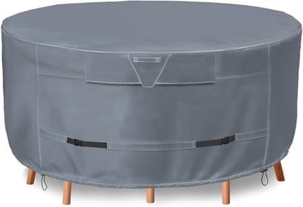 HWmatyCover Round Patio Furniture Covers, Waterproof Outdoor Table Chair Set Covers, All Weather Protection Patio Furniture Cover with Air Vent,62"DIAx28"H, Grey