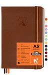 NEORAH – A5 – ART JOURNAL | 200Gsm Dotgrid Notebook |160 Pages(21.0 x 14.8 cm) | Lay Flat |Hard Cover Bullet - Journal |3 Bookmarks |Elastic Closure | Inner BackPocket | Ideal-Bujo,Sketchbook (BROWN)