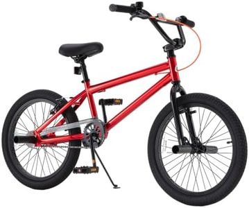 RoyalBaby 20 Inch BMX Freestyle Bike for 7-12 Year Old Beginners, Durable Carbon Steel Street Bicycle with U-Brakes & 2.35" Wide Tires, Easy Assembly Kids Bike for Stunts & Commuting, Red