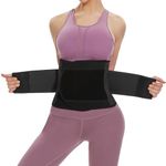 SIHOHAN Waist Trainer Belt Cincher Trimmer Sports Slimming Body Shaper Band with Dual Adjustable Belly for Fitness Workout, Unisex Back Brace (Black,Medium)