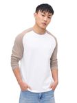 The Souled Store Beige Melange Men and Boys Round Neck Full Sleeve T-Shirts