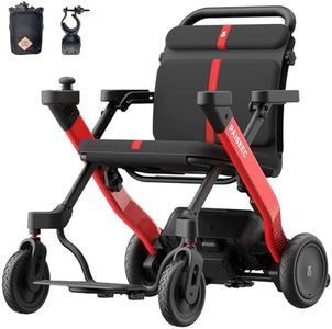 Foldable Electric Wheelchair for Adults & Seniors, Motorized Wheelchair & Rollator Walker Combo with Height-Adjustable Handles, Airline Approved, Travel Size, 18 Miles Range, Power Wheelchair, Red
