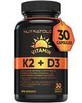 Vitamin K2 + D3 Highest Potency 120MCG/1000 IU - 30 Capsules - Helps Maintain Bone & Teeth Health - Formulated With MK-7 For Best Results - Immune System Support - Made In Canada