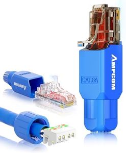 AMPCOM RJ45 Connector (12-Pack) Tool Free Field Termination Modular Plug for Cat6A UTP Ethernet Cable - Blue