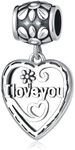 SOUKISS Grandma Heart Charms Authentic 925 Sterling Silver Family Love Mother Gifts Charm for European Bracelet, Sterling Silver, crystal