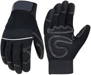 HANDLANDY Work Gloves Mens & Women, Utility Safety Mechanic Working Gloves Touch Screen, Flexible Breathable Yard Work Gloves (Medium, Black)