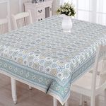 URBANO HOMZ Table Cloth for 6 Seater Dining Table, Rectangular Cotton Dining Table Cover 6 Seater,145 Cm X 220 Cm, Blue and White