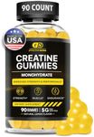 Creatine Gummies for Men & Women - 100% Pure Creatine Monohydrate for Energy, Strength & Muscle Recovery - Natural Lemon Flavor, Vegan, Gluten-Free, Non-GMO, Easy & Delicious Supplement (90ct)