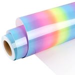 WRAPXPERT Rainbow Vinyl Permanent Adhesive Roll,12" x5ft Glossy Rainbow Pattern Vinyl for Home Decor,Crafts,Contact Paper,Car Decal