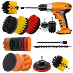 ZLMONDEE Multicolor Drill Brush Set, 6-Piece, Includes Soft, Medium, Stiff, Hard Brushes and Scouring Pads for Home Cleaning