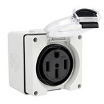 TIPHOPE 50Amp RV Power Outlet Box with Pre-Drilled Holes,125/250V,Weatherproof NEMA 14-50R Receptacle Power Outlet Outdoor Electrical Box for RVs Electric Vehicles Generators- ETL Listed