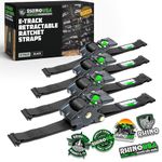 Rhino USA E Track Retractable Ratchet Tie Down Straps - 3033lb BreakStrength - Only for E Track Rail Systems. 4 Premium 2" x10' eTrack Tie Downs-Heavy Duty eTrack Cargo Strap System for Trailer-Black