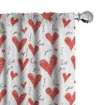 Ambesonne Love Window Curtains, Hand Written I Love You Phrases Heart Valentines Day Inspiration, Lightweight Decorative Panels Set of 2 with Rod Pocket, 56" x 84", Vermilion White Black