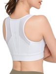 Yvette Zip Front Sports Bras for Women High Impact Full Support Plus Size Bras, White, XL+